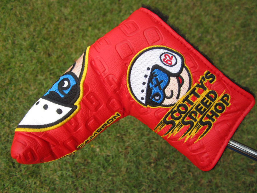 scotty cameron custom shop limited release johnny racer speed shop blade putter golf headcover red