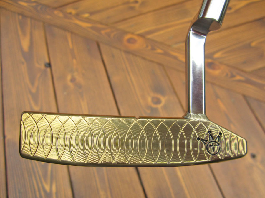scotty cameron tour only craftsman sss two tone chromatic bronze with polished silver neck bullet sole and top line 350g putter golf club