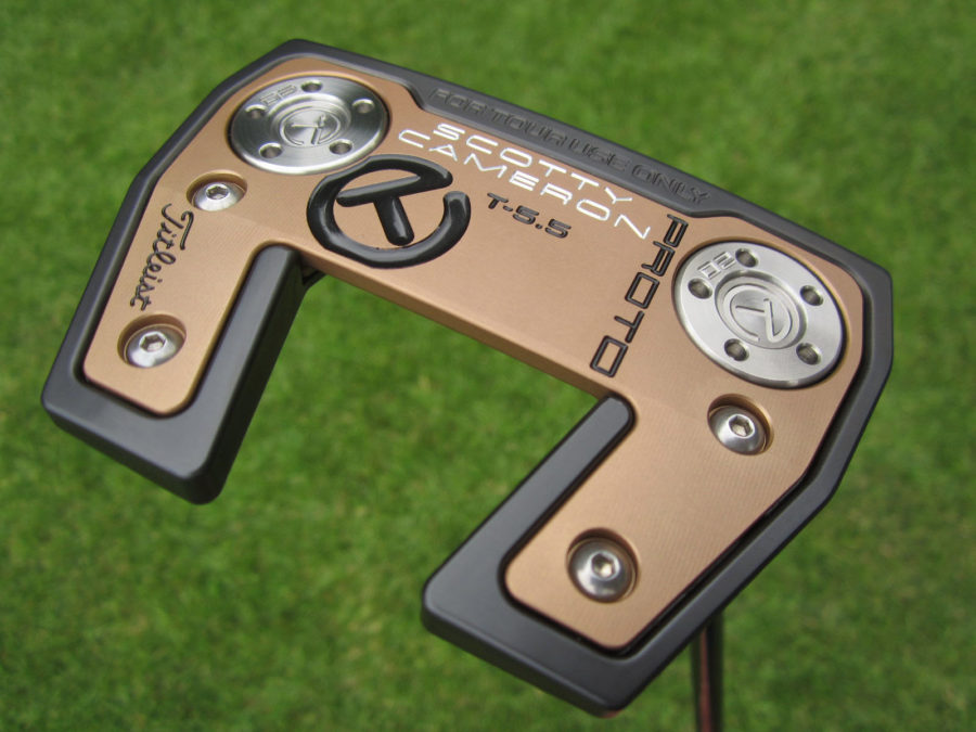 scotty cameron tour only black and bronze phantom x t5.5 circle t 360g with welded flojet neck putter golf club