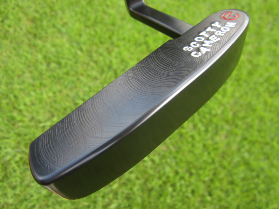 scotty cameron tour only carbon steel brushed black 009 circle t prototype 330g with jordan spieth style top line and script titleist stamp putter golf club