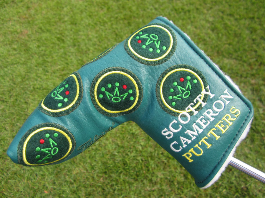 scotty cameron limited edition headcover 2012 masters green leather crown patches