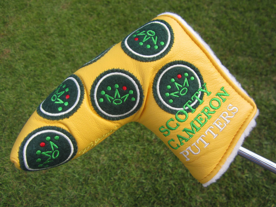 scotty cameron limited edition headcover 2012 masters yellow leather crown patches