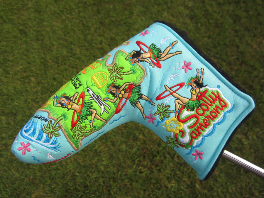 scotty cameron limited edition headcover 2016 sony open in hawaii light blue hula girl headcover