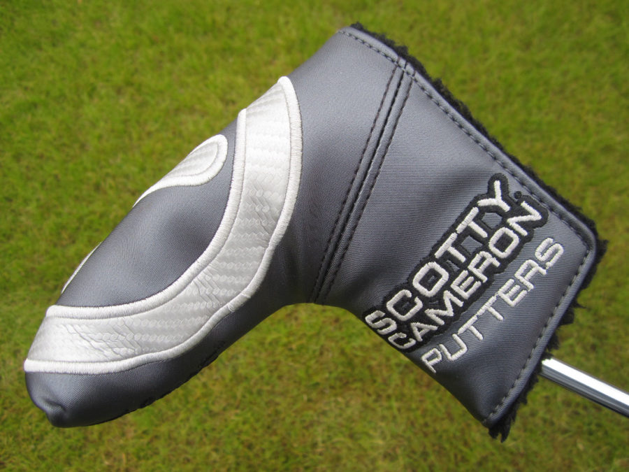 scotty cameron tour only headcover grey and silver carbon fiber industrial circle t blade putter headcover golf club