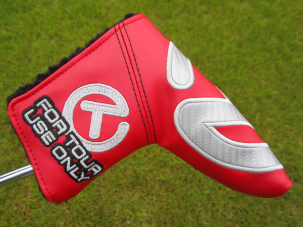 scotty cameron tour only headcover red and silver carbon fiber industrial circle t blade putter headcover golf club