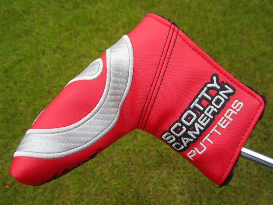 scotty cameron tour only headcover red and silver carbon fiber industrial circle t blade putter headcover golf club