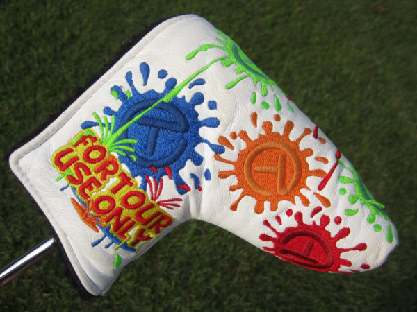 scotty cameron tour only headcover white paint splash dancing circle t mid mallet putter golf club headcover