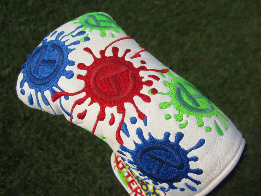 scotty cameron tour only headcover white paint splash dancing circle t mid mallet putter golf club headcover