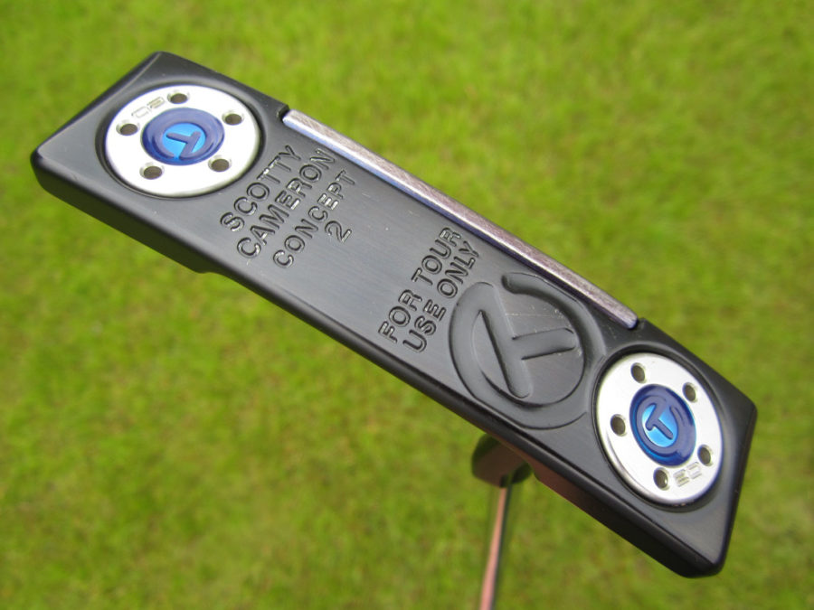 scotty cameron tour only sss black and chromatic blue concept 2 newport 2 tnp2 circle t putter golf club