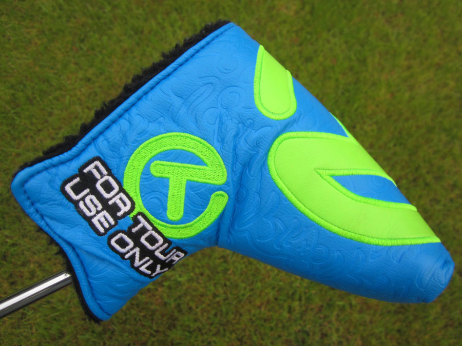 scotty cameron tour only blue and lime green industrial circle t mid mallet putter headcover