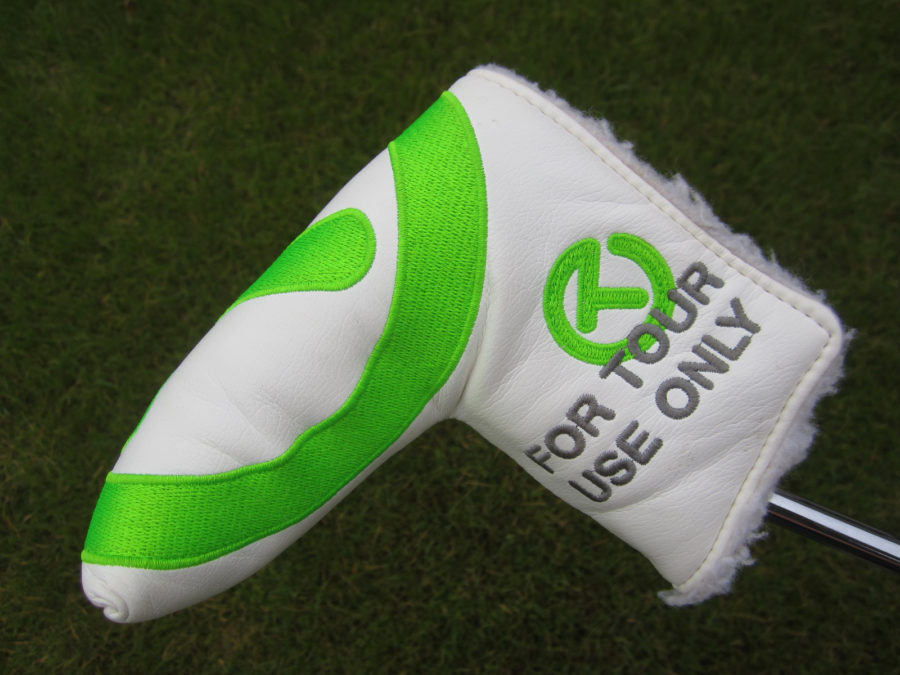 scotty cameron tour only circle t headcover white and lime green industrial circle t blade putter