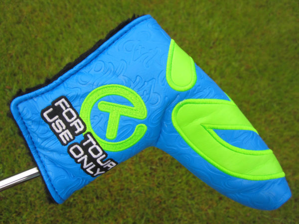 scotty cameron tour only blue and lime green tour rat industrial circle t blade putter headcover