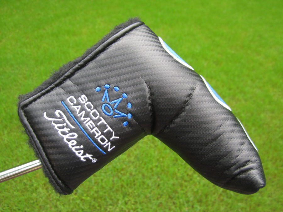 scotty cameron limited edition black and blue custom shop cherry bombs blade putter headcover