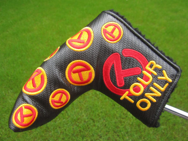 scotty cameron tour only black red and yellow dancing circle t blade putter headcover