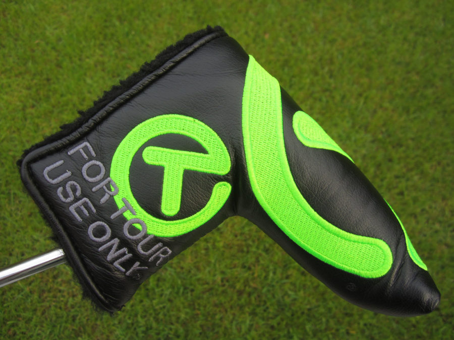 scotty cameron tour only headcover black and lime green industrial circle t blade putter headcover