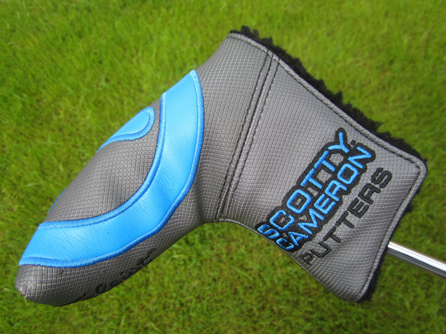 scotty cameron tour only autographed grey and blue industrial circle t blade putter headcover