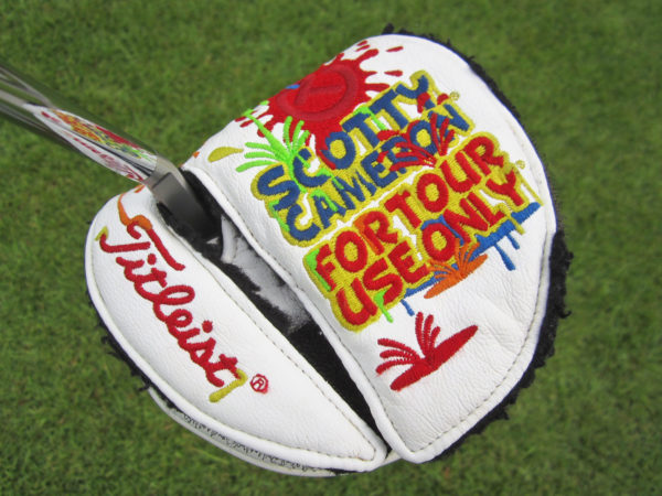 scotty cameron tour only white dancing paint splash circle t mid round headcover
