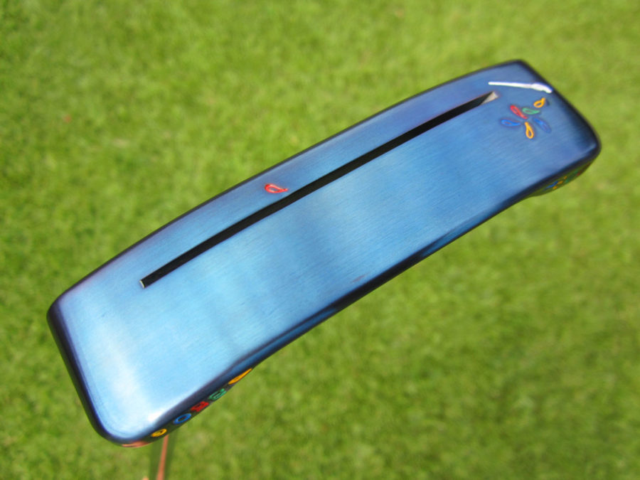 scotty cameron the art of putting tour only lh left hand chromatic blue two tone masterful 009m beach circle t 350g putter with welded polished sss 1.5 round neck putter golf club