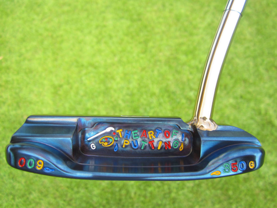 scotty cameron the art of putting tour only lh left hand chromatic blue two tone masterful 009m beach circle t 350g putter with welded polished sss 1.5 round neck putter golf club