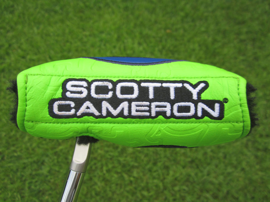 scotty cameron tour only lime green and blue tour bulldog mid round circle t putter headcover