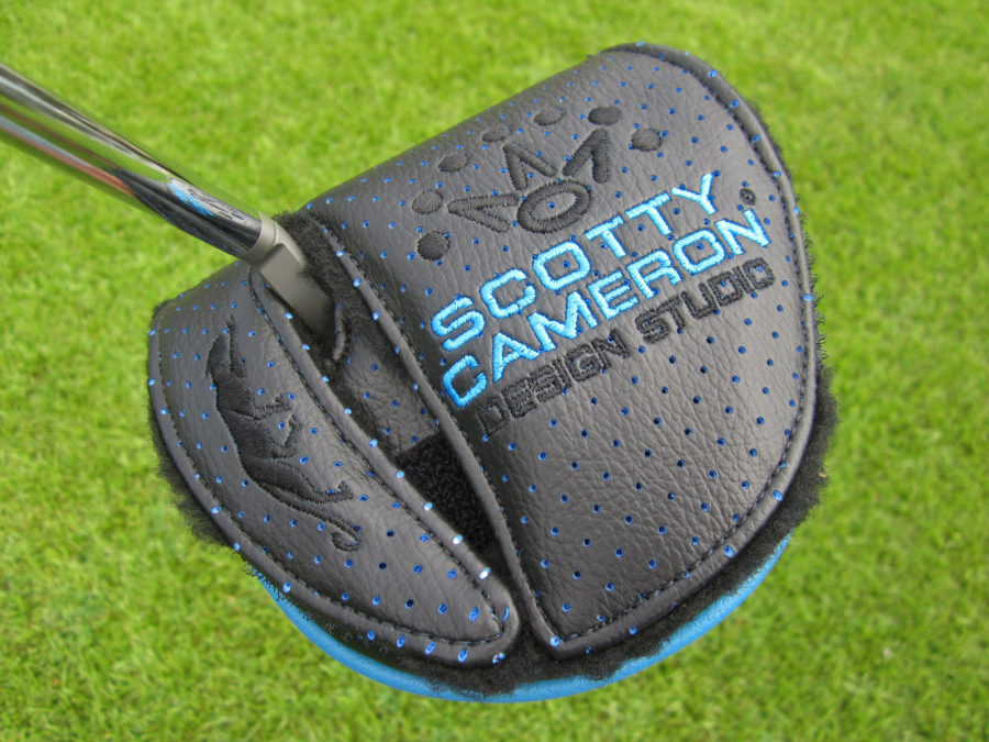 scotty cameron michael jordan grove xxiii 23 black and blue mid round perforated leather putter headcover