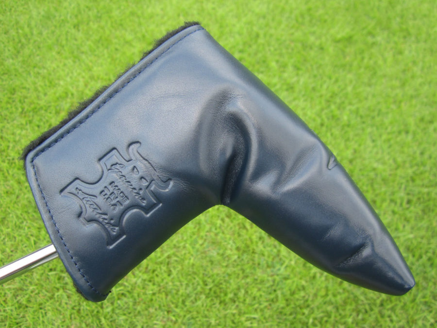 scotty cameron midnight navy blue leather custom shop blade putter headcover