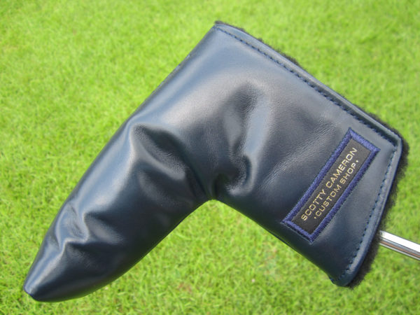 scotty cameron midnight navy blue leather custom shop blade putter headcover