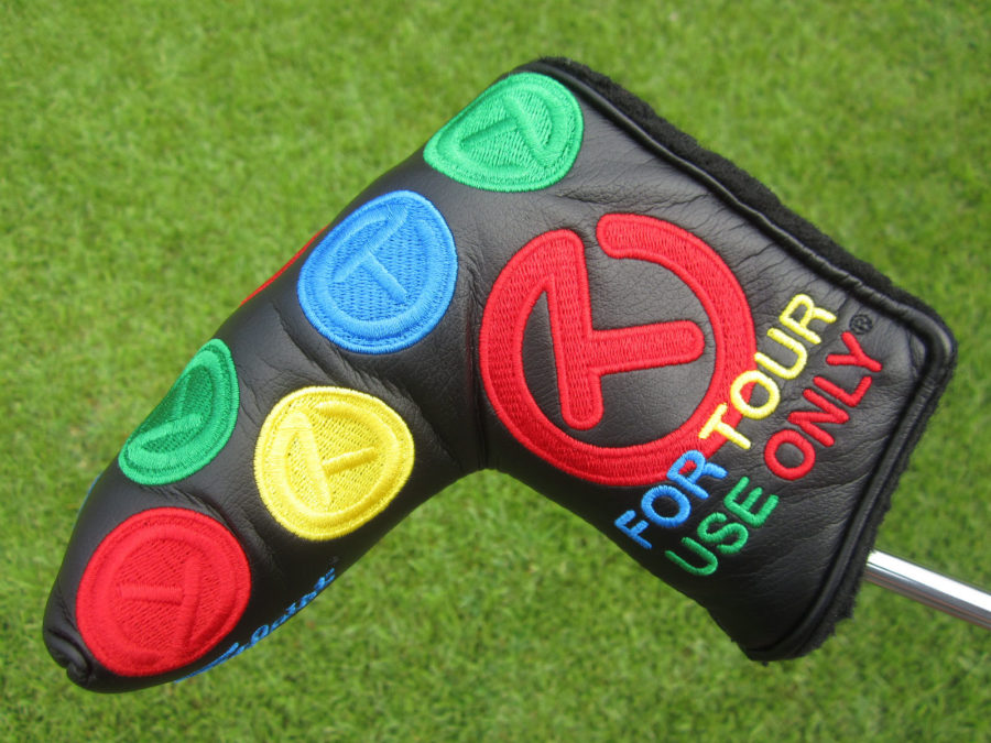 scotty cameron for tour use only black dancing rainbow circle t patches blade putter headcover