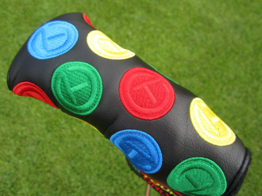 scotty cameron for tour use only black dancing rainbow circle t patches blade putter headcover