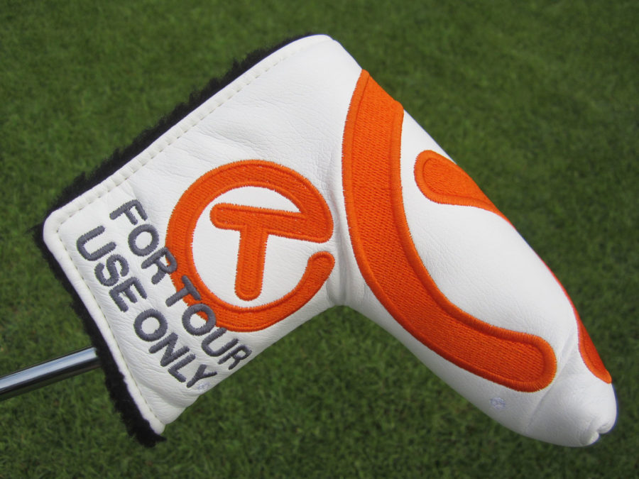 scotty cameron tour only white and orange industrial circle t blade putter headcover