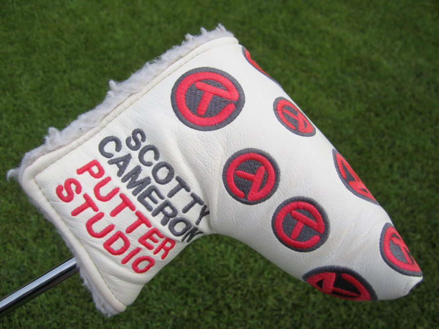 scotty cameron tour only white and pink dancing circle t patches mid mallet putter headcover