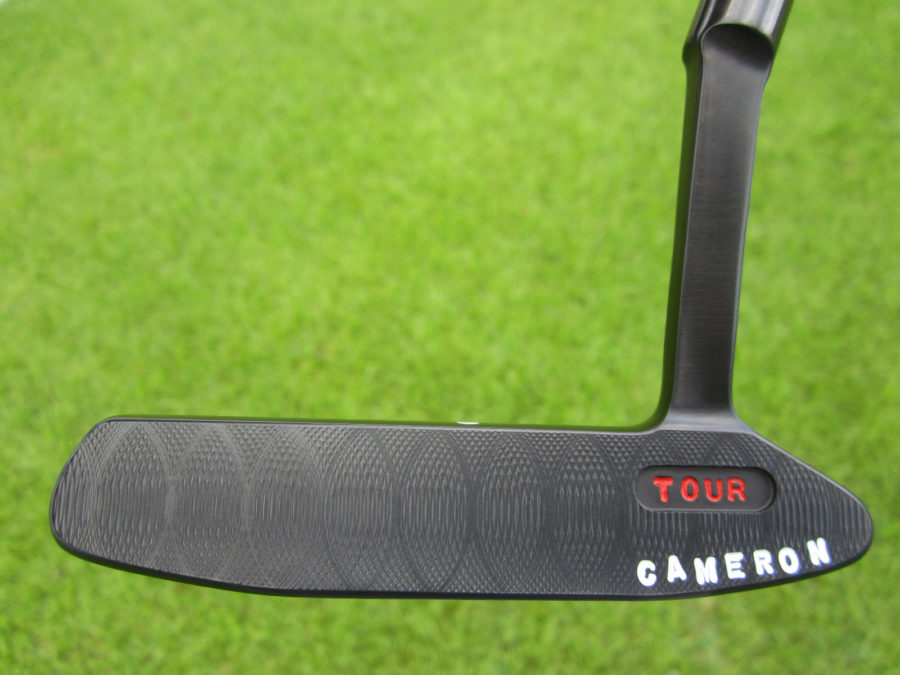 scotty cameron tour only carbon brushed black newport 2 mid slant circle t handstamped putter golf club with sight dot and milled pocket