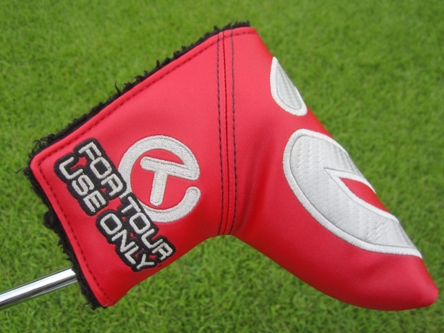 scotty cameron tour only red and silver industrial circle t mid mallet putter headcover