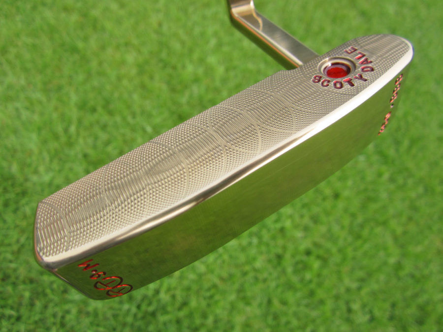 scotty cameron tour only s cameron fancy back scotydale chromatic bronze sss masterful 009m circle t 350g with handstamped snow and welded plumber neck with jordan spieth style top line and tiger woods cherry bombs putter golf club
