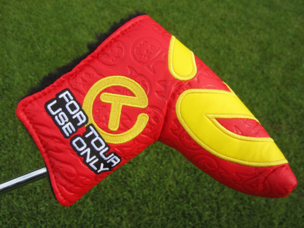 scotty cameron tour only red and yellow hot head harry industrial circle t blade putter headcover