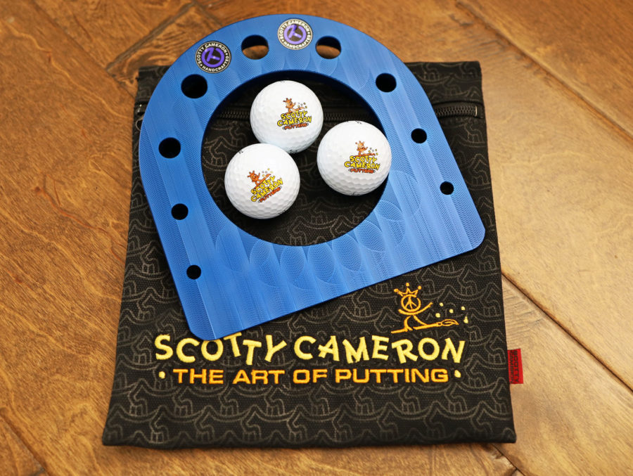 scotty cameron limited release gallery encinitas california blue aluminum indoor practice putting cup with titleist pro v1 golf balls and black carry case