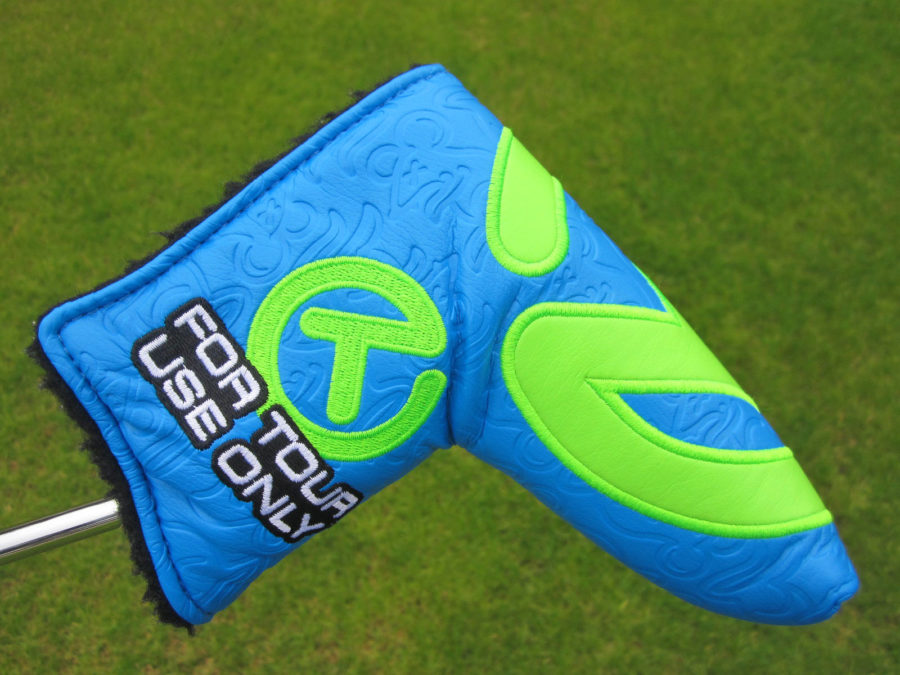 scotty cameron tour only blue and lime green tour rat industrial circle t blade putter headcover