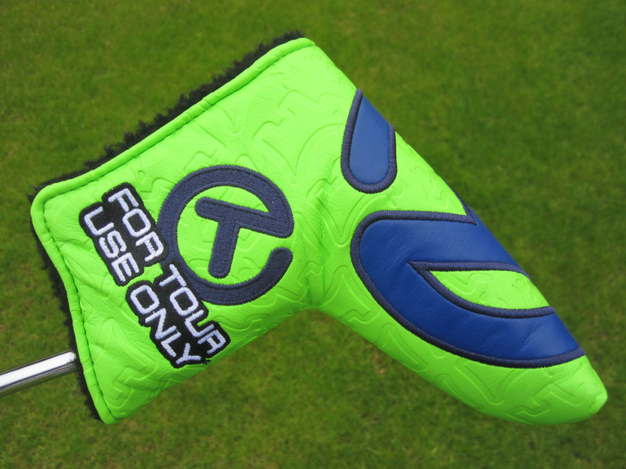 scotty cameron tour only lime green and blue tour bulldog industrial circle t blade putter headcover