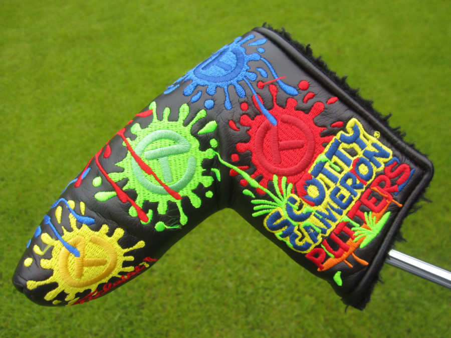 scotty cameron for tour use only black dancing paint splash circle t blade putter headcover