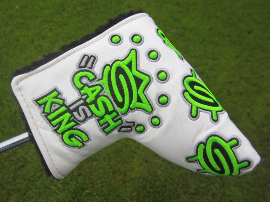 scotty cameron limited release custom shop white cash is king dollar signs mid mallet putter headcover