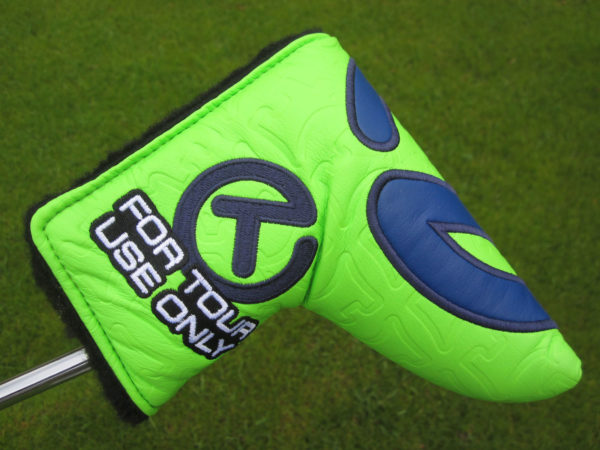 scotty cameron tour only lime green and blue tour bulldog industrial circle t mid mallet putter headcover