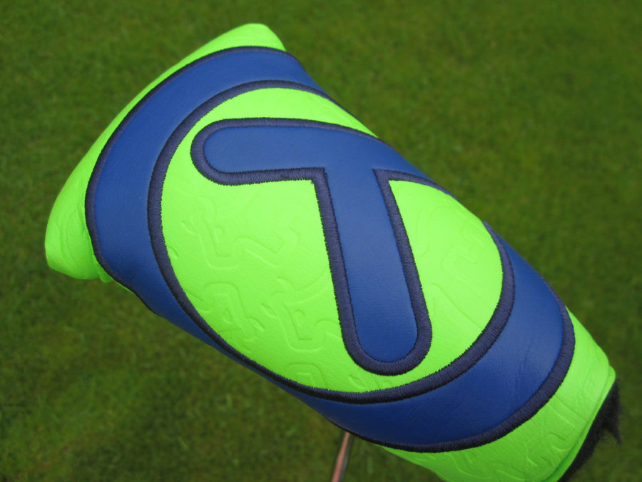 scotty cameron tour only lime green and blue tour bulldog industrial circle t mid mallet putter headcover