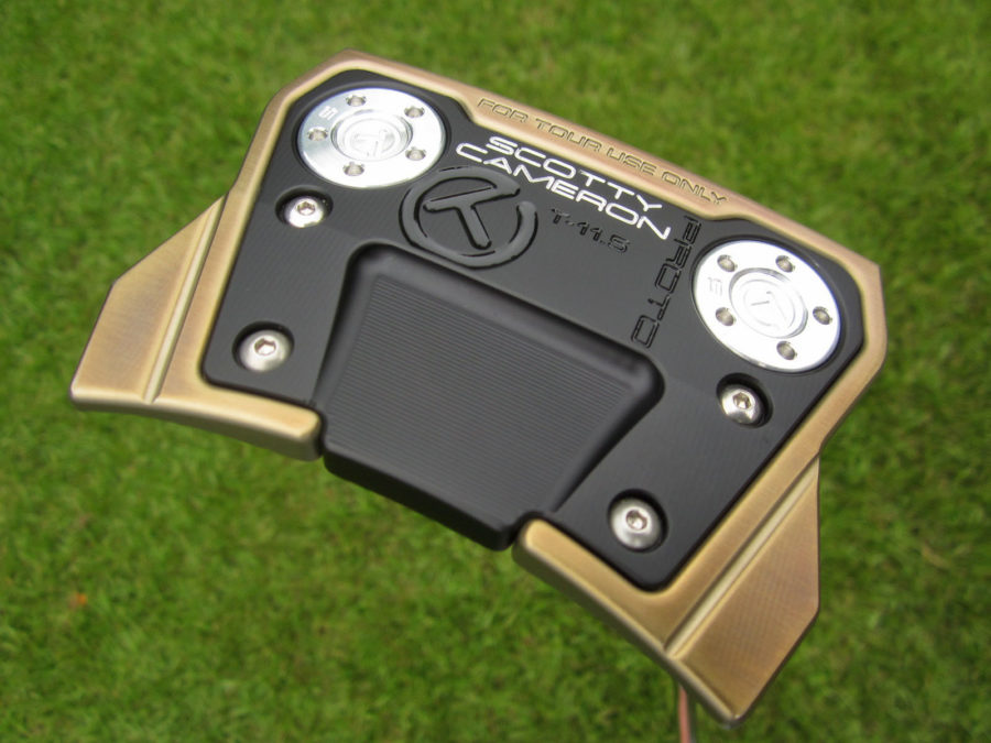 scotty cameron tour only chromatic bronze phantom x t11 circle t putter with welded plumber neck golf club
