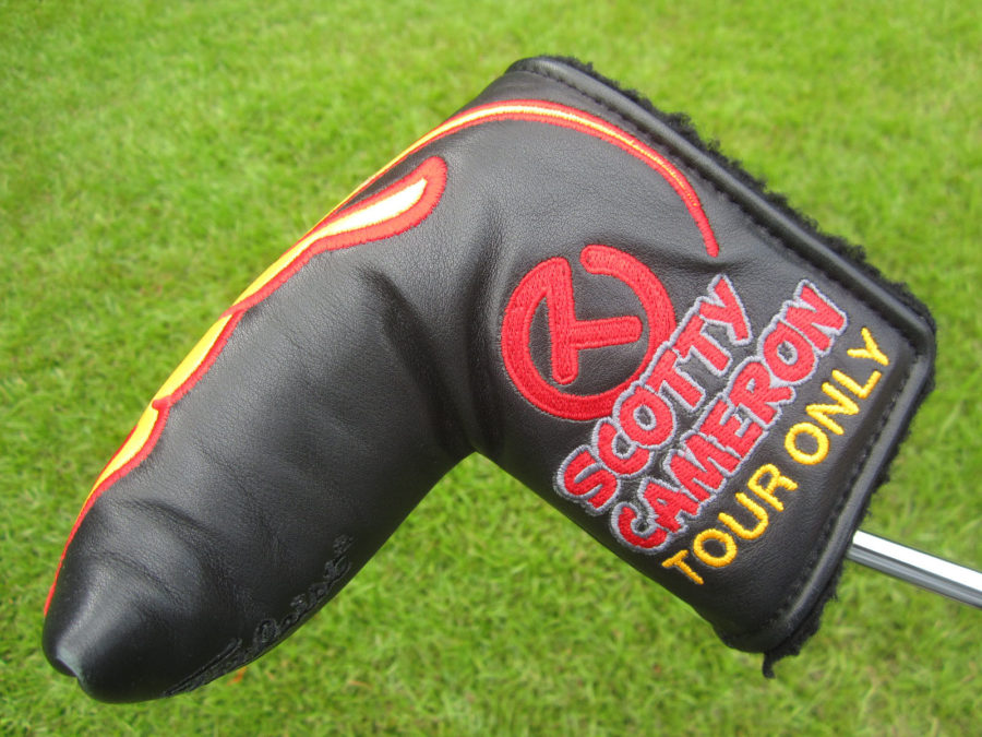 scotty cameron tour only black genuine leather super rat circle t blade putter headcover
