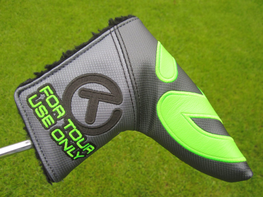 scotty cameron tour only grey and lime green industrial circle t blade putter headcover