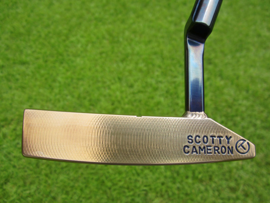 scotty cameron tour only 2023 craftsman pocketback two tone chromatic bronze and blue circle t 345g putter with welded plumber neck golf club