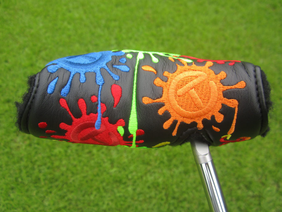 scotty cameron tour only lh left hand black paint splash circle t mid round putter headcover