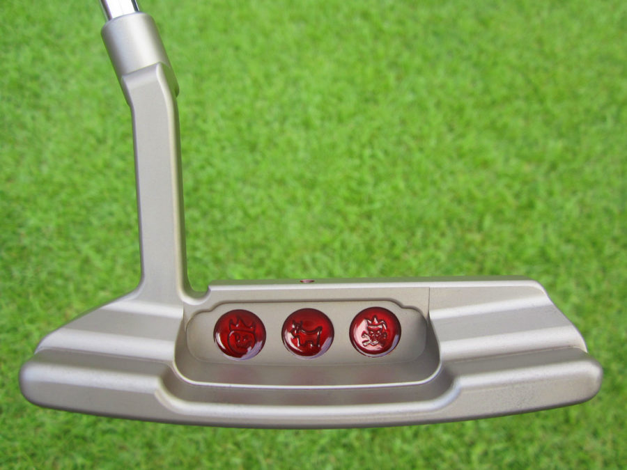 scotty cameron tour only sss chromatic bronze timeless newport 2 circle t 350g putter with cherry bombs hot head harry skull and bones jester stamp and script titleist stamp golf club