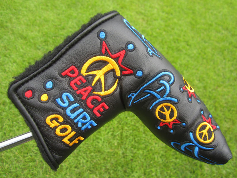 scotty cameron encinitas gallery limited release peace surf golf black blade putter headcover