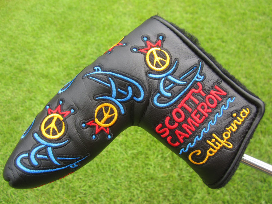 scotty cameron encinitas gallery limited release peace surf golf black blade putter headcover